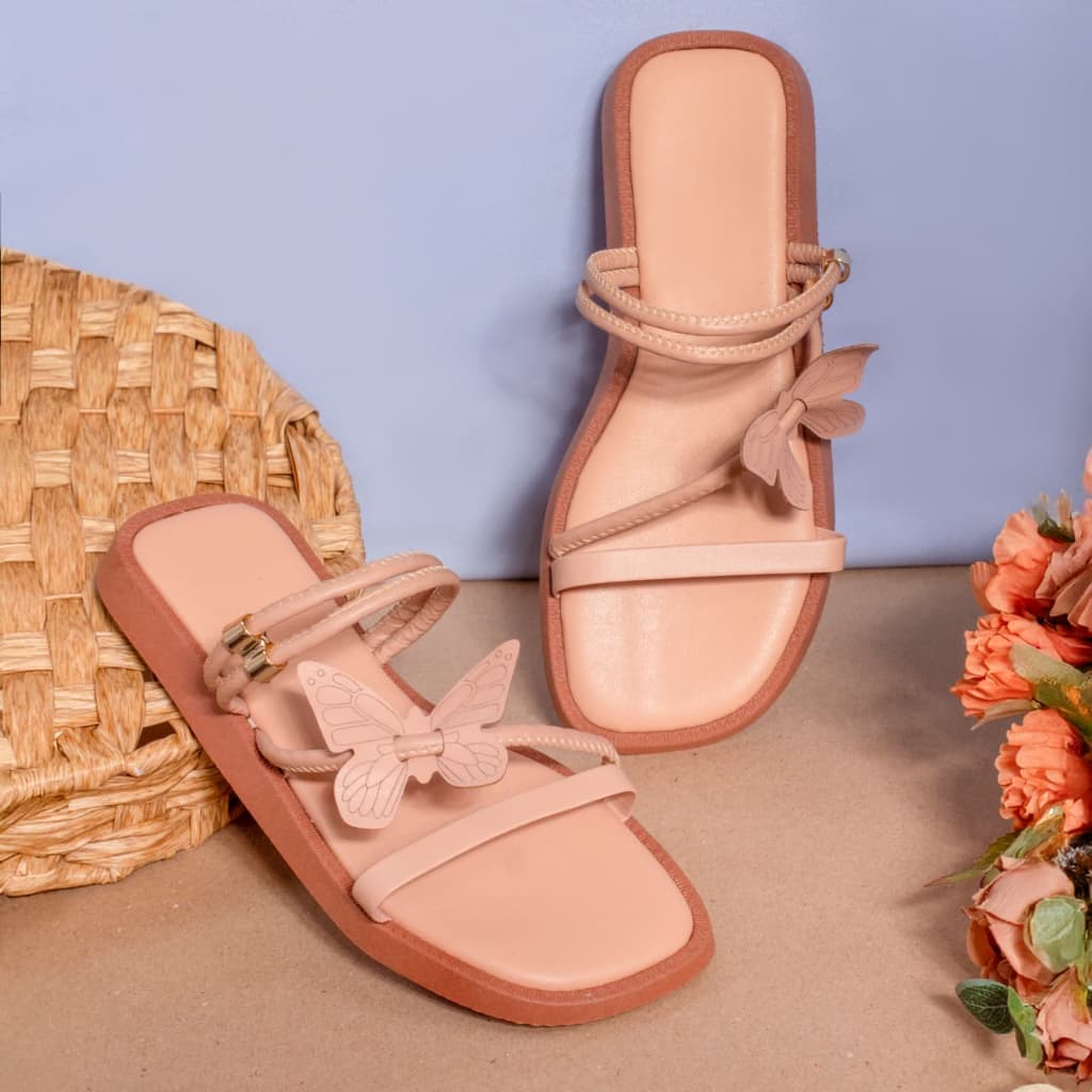 Sandalia Feminina Rasteira Flat Borboleta Lançamento Promoção