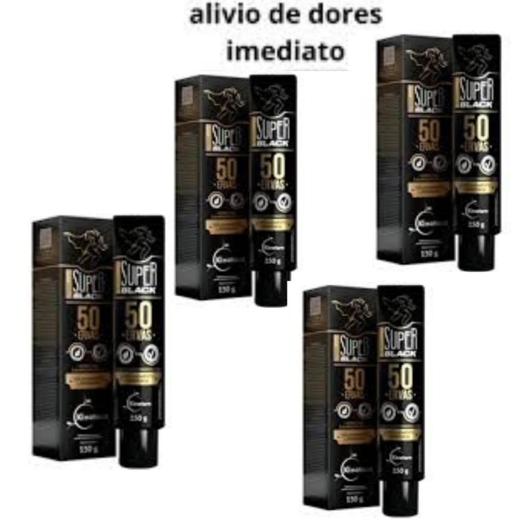 Kit 4 POMADAS MASSAGEADORA 50 ERVAS SUPER BLACK - 150G ALIVIO DE DOR DESCONFORTO MUSCULAR