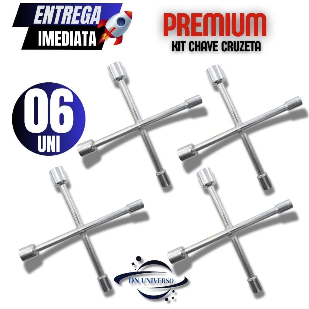 Chave cruzeta 4 Bocas 11 13 15 17mm Sextavado Universal Cor Prateado