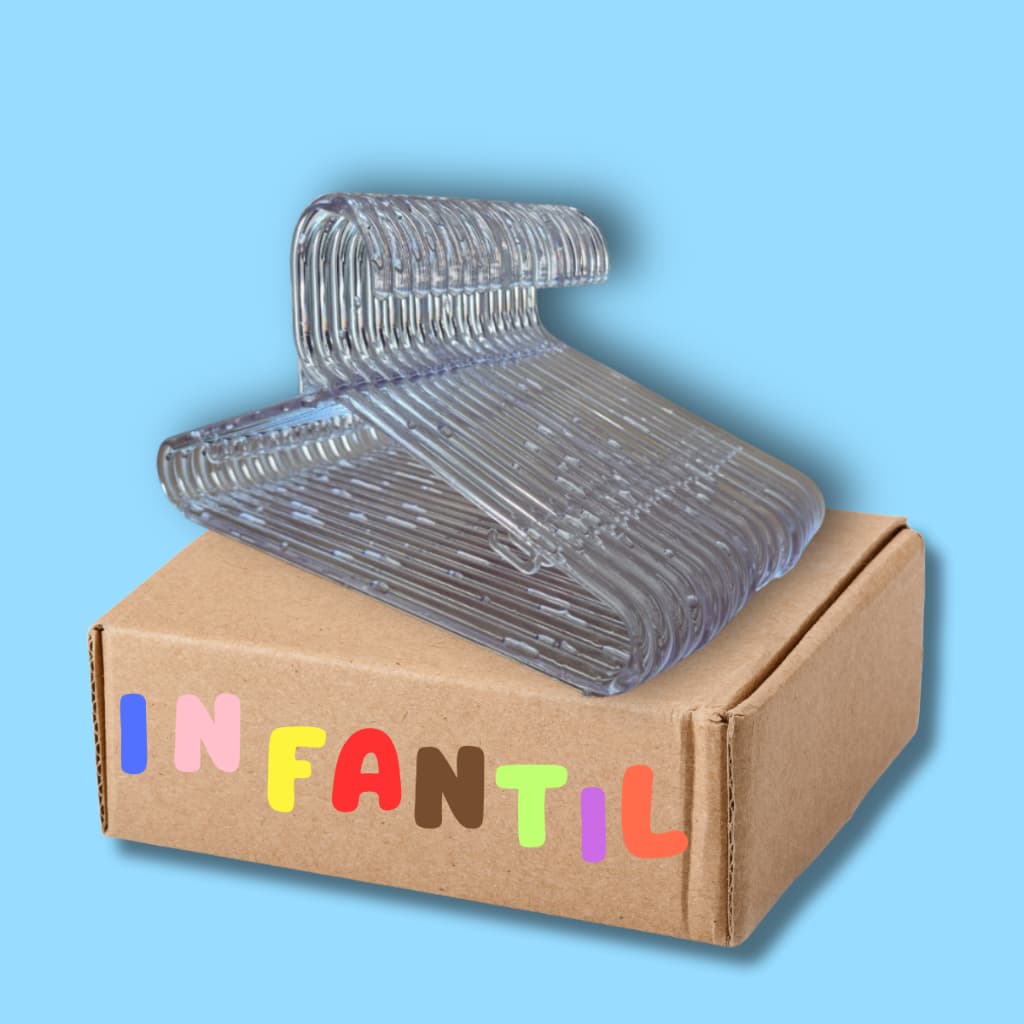 Cabide Infantil Acrílico Transparente Reforçado Kit 20 unidades
