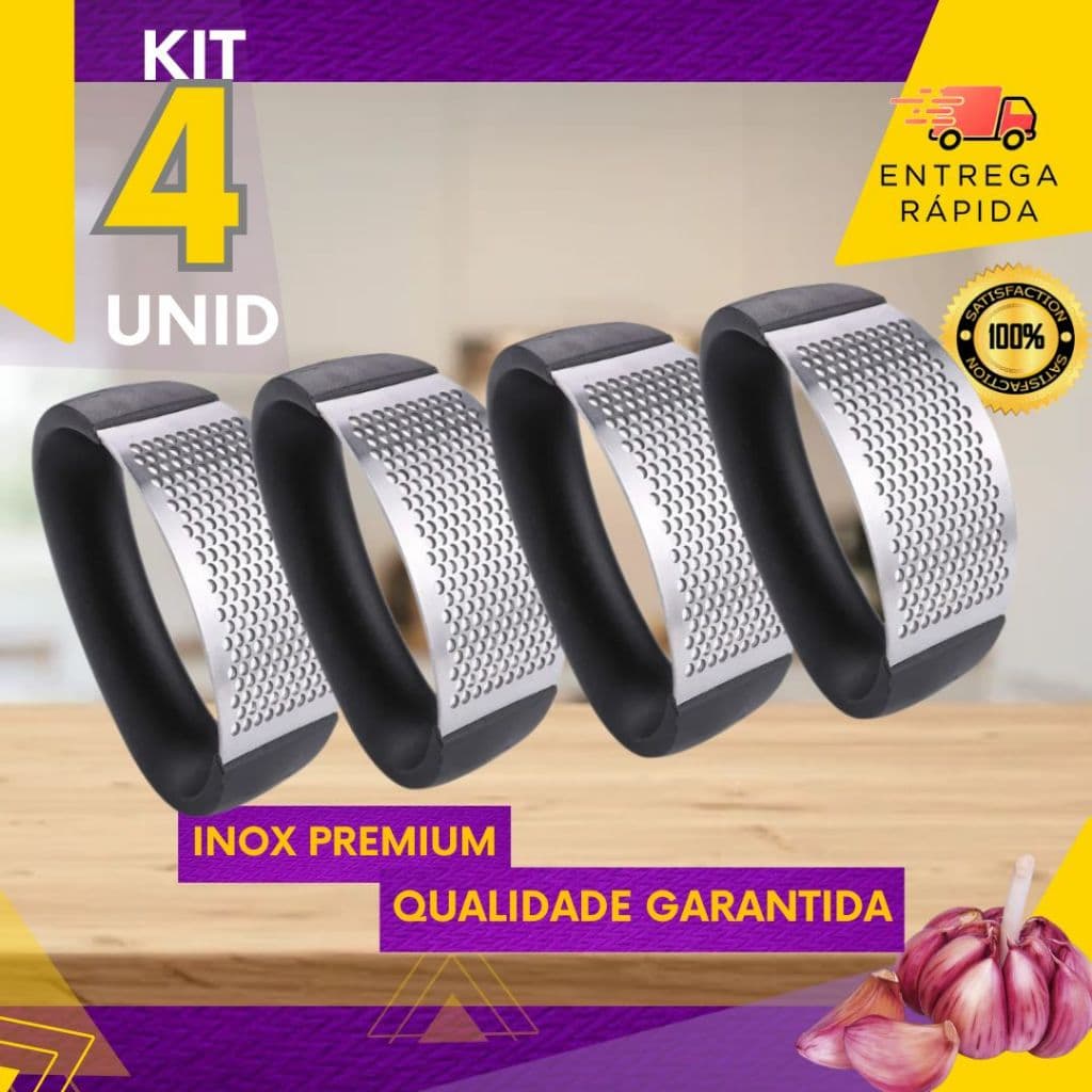 4, 3 ou 1 un - Amassador Triturador E Espremedor Aço Inox Alho Legume Batata Purê Multiuso Casa