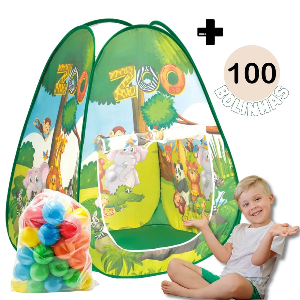 Barraca Infantil Menino Cabana Criança Toca Cabaninha dobrável Tenda Portátil Com 100 bolinhas
