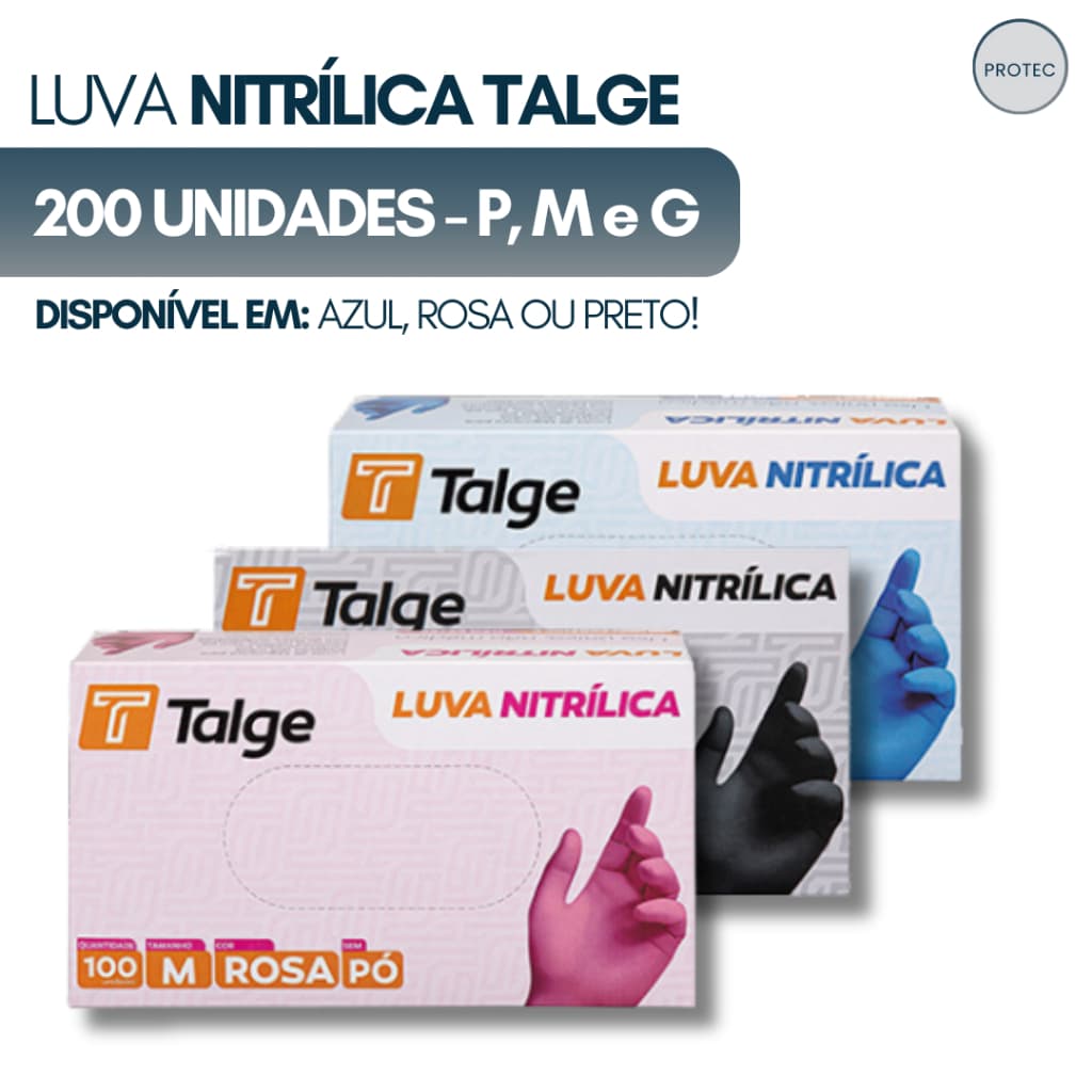 Kit 200 Luvas Nitrilicas Sem Po 2 Caixas Descartavel Ambidestra Borracha Sintetica Estetica Manicure Tatuagem P M G GG