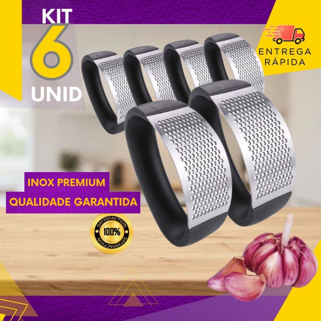 Kit 6 ou 3 un - Amassador E Espremedor De Aço Inox Para Alho Legumes Batata Purê Multiuso