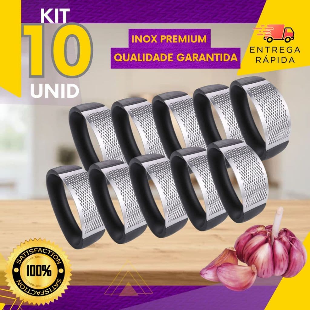 Kit 10 ou 5 un - Amassador Triturador Espremedor Aço Inox Alho Legumes Batata Purê Multiuso Casa