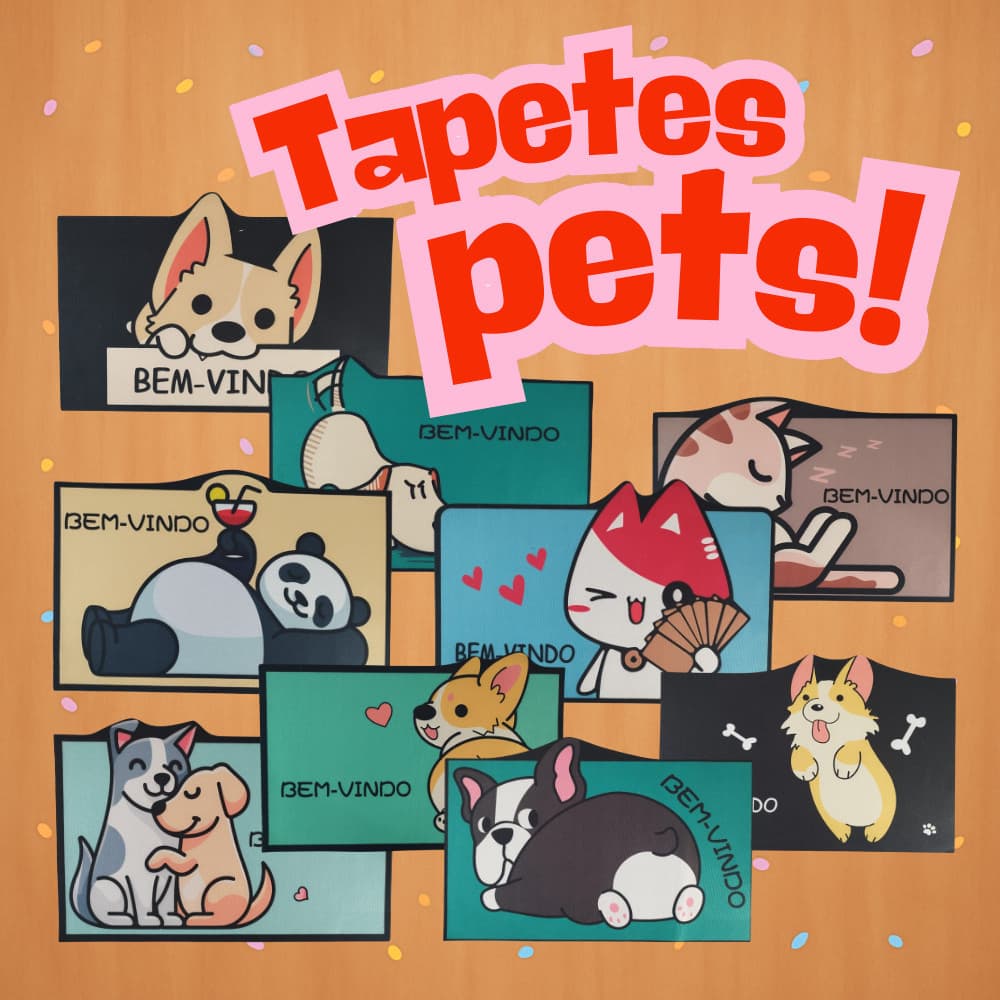 Tapete Bem-Vindo 40x60cm Pets Room Mat Estampa Sortida Casa Utilidades