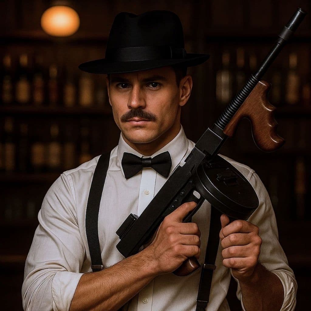 Fantasia Kit Gangster Mafioso Máfia Italiana Chapéu Gravata Suspensório Preto Cosplay Halloween Luxo