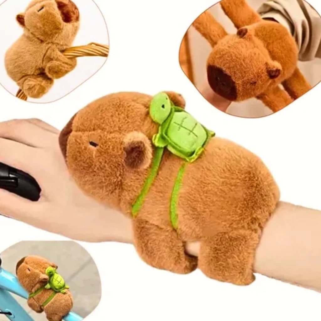 Capivara De Pelúcia Batendo Pulseira Brinquedo Com Mochila De Tartaruga Presente Divertido(Pulseira)