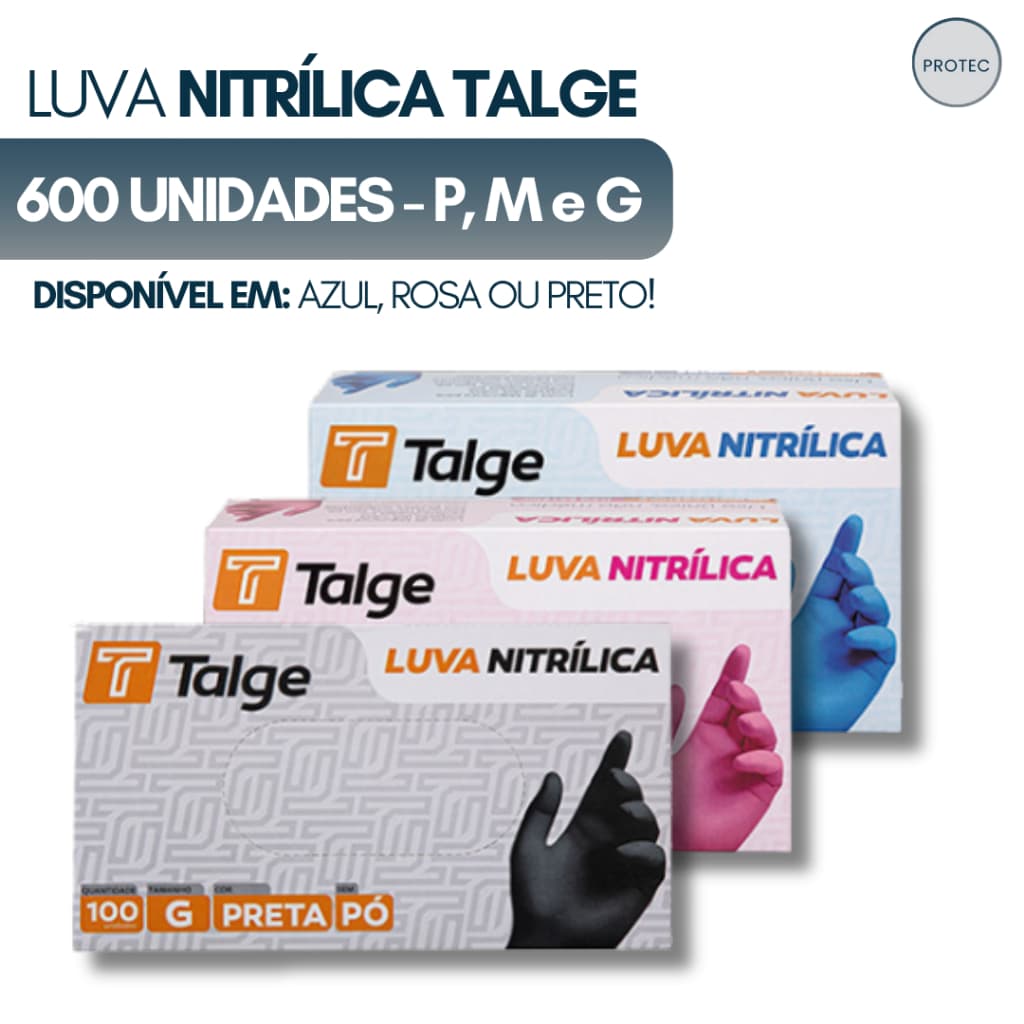 Kit Atacado 600 Luvas Nitrilica Sem Po Talge Inovem Preta Rosa Azul Procedimento Tam P M G