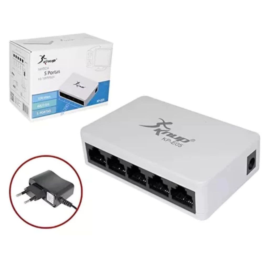 Rede Switch Hub 5 Portas De 10/100 Mbps Kp-e05a Knup