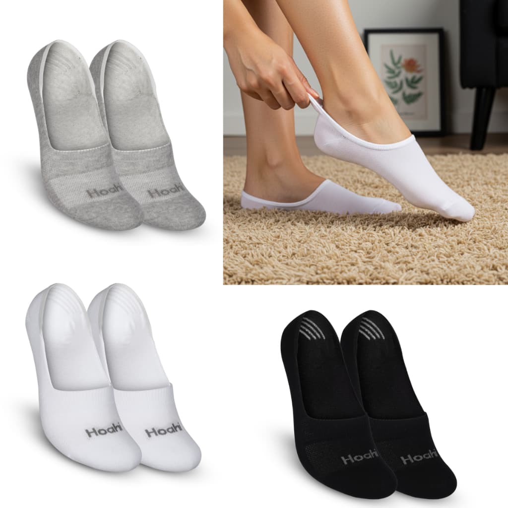 Kit 3 Pares de Sapatilha Hoahi Meia Algodão Invisível com Silicone Homem Mulher Unissex