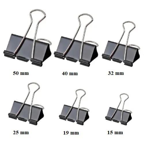 Prendedor de Papel Clip Binder 15/19/25/32/40/50mm Preto - 12UND - Bazze