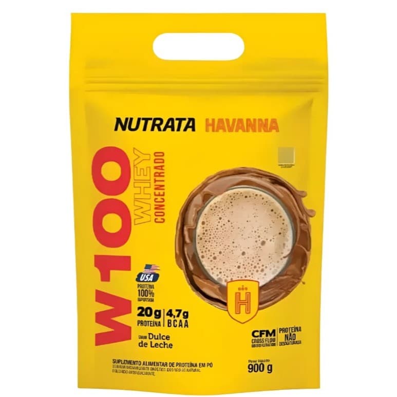 Whey Protein Concentrado W100 - Sabor Dulce De Leche Havanna 900g - Nutrata