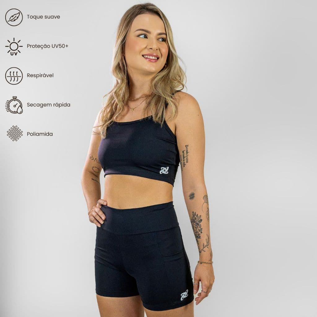 Shorts Fitness Feminino Poliamida C/ Bolso Lateral Burst Beach Tennis Academia Corrida Caminhada