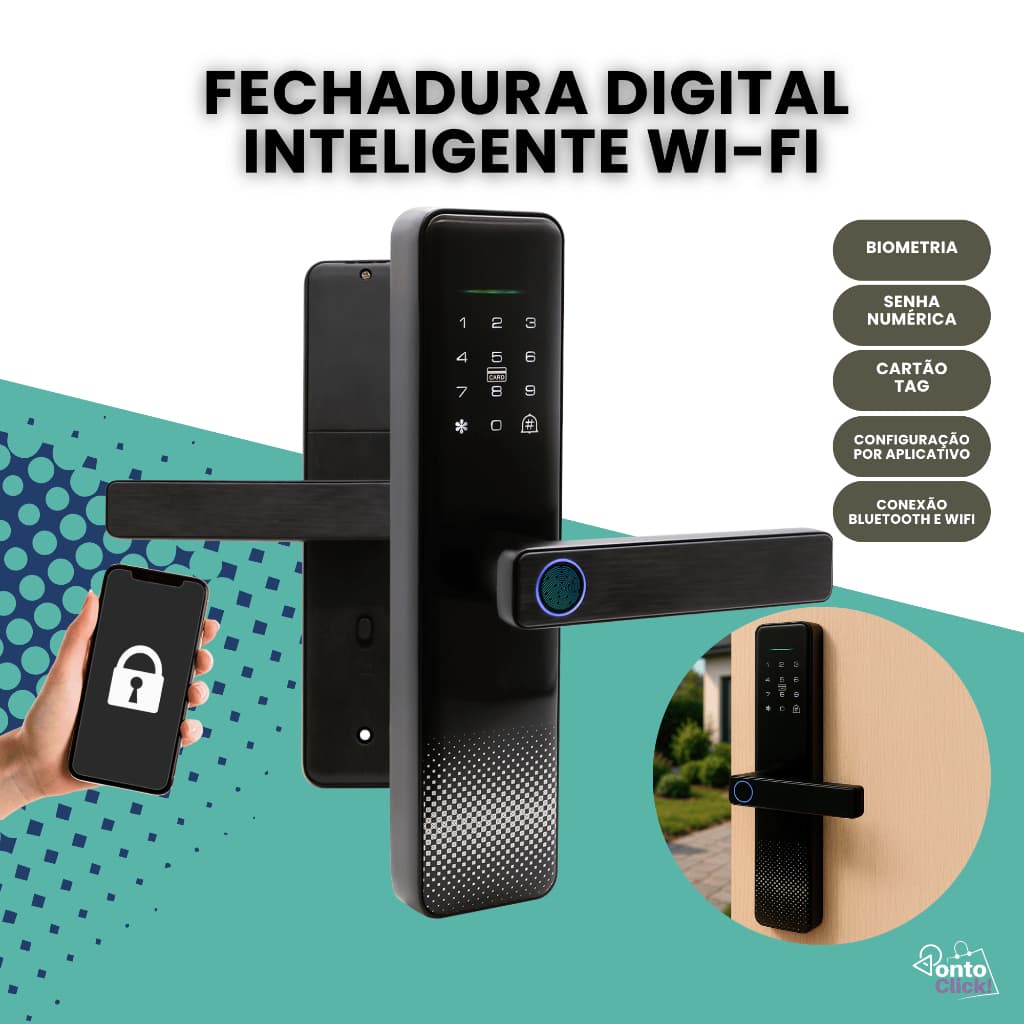 Fechadura Digital Inteligente Biometria Com Aplicativo Wi-Fi Tuya Smart Lock Senha