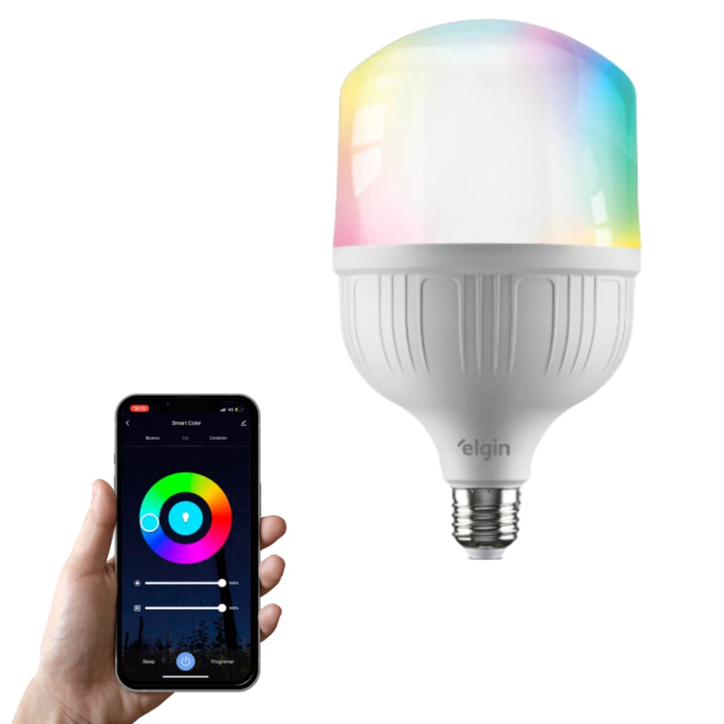 Lâmpada LED Bulbo Smart Color 30W Wi-Fi Bivolt RGB Inteligente Elgin Alexa Google Assistente