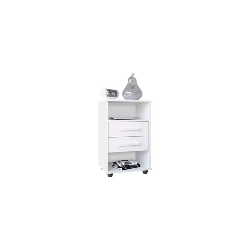 Mesa De Cabeceira Duda Espaço P/ Livros Gavetas Nicho Quarto Cor Branco
