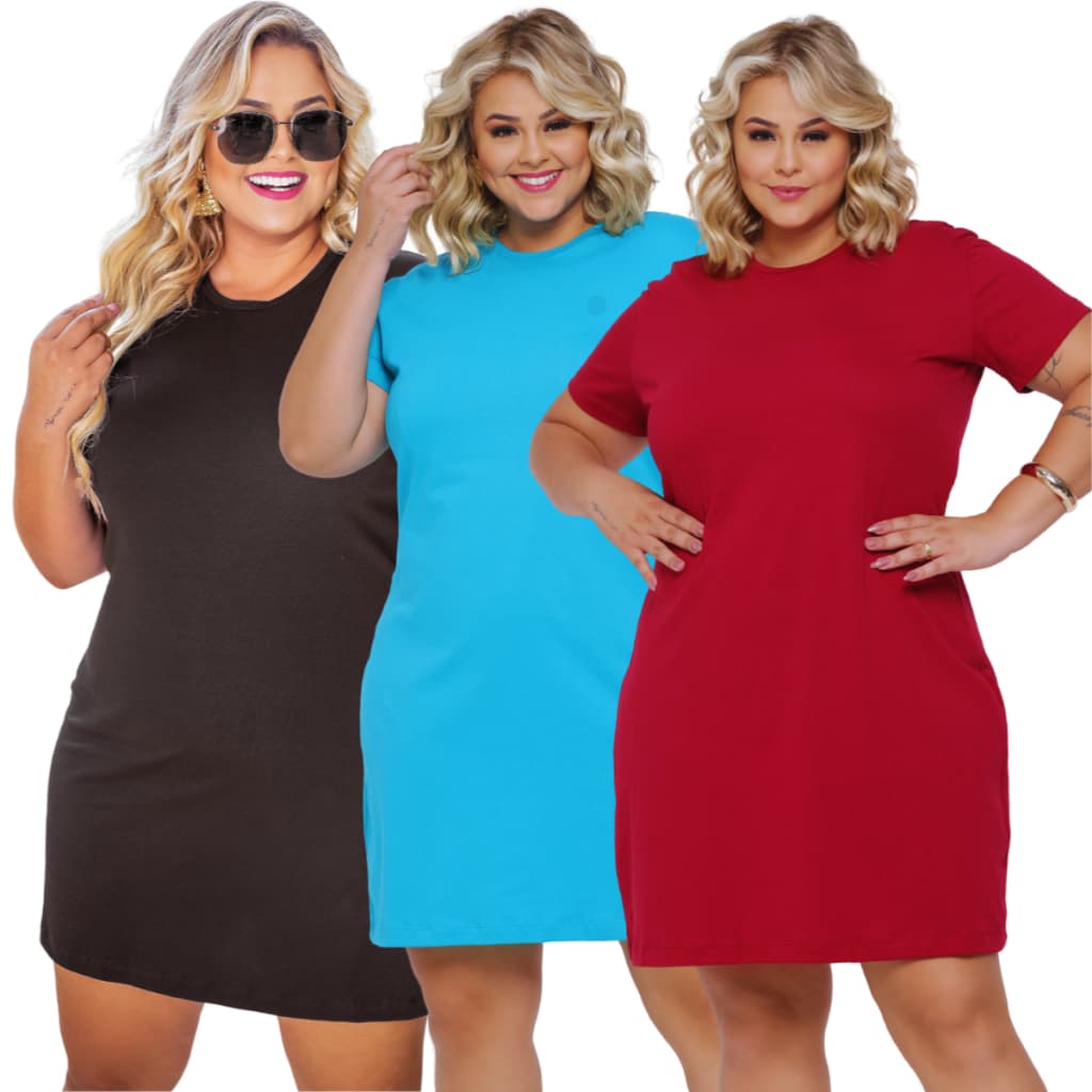 Camisetão Feminino 100% Básico Algodão Vestido Confortável Dia a Dia Blusa Academia Camisão