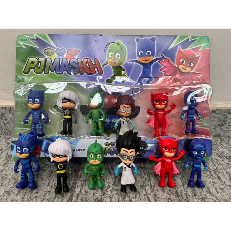 super cartela de bonecos pjmask 8 cm - encartelado PJMASK