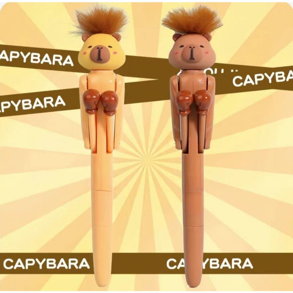 ✨Caneta Criativa Capivara “Cabelo em Pé” com Luvas de Boxe🥊✨