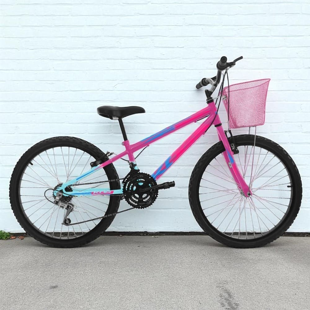Bicicleta Infantil Aro 24 KOG Feminina 18V Com Cestinha - Bicicleta Infantil de Meninas 8 a 11 anos