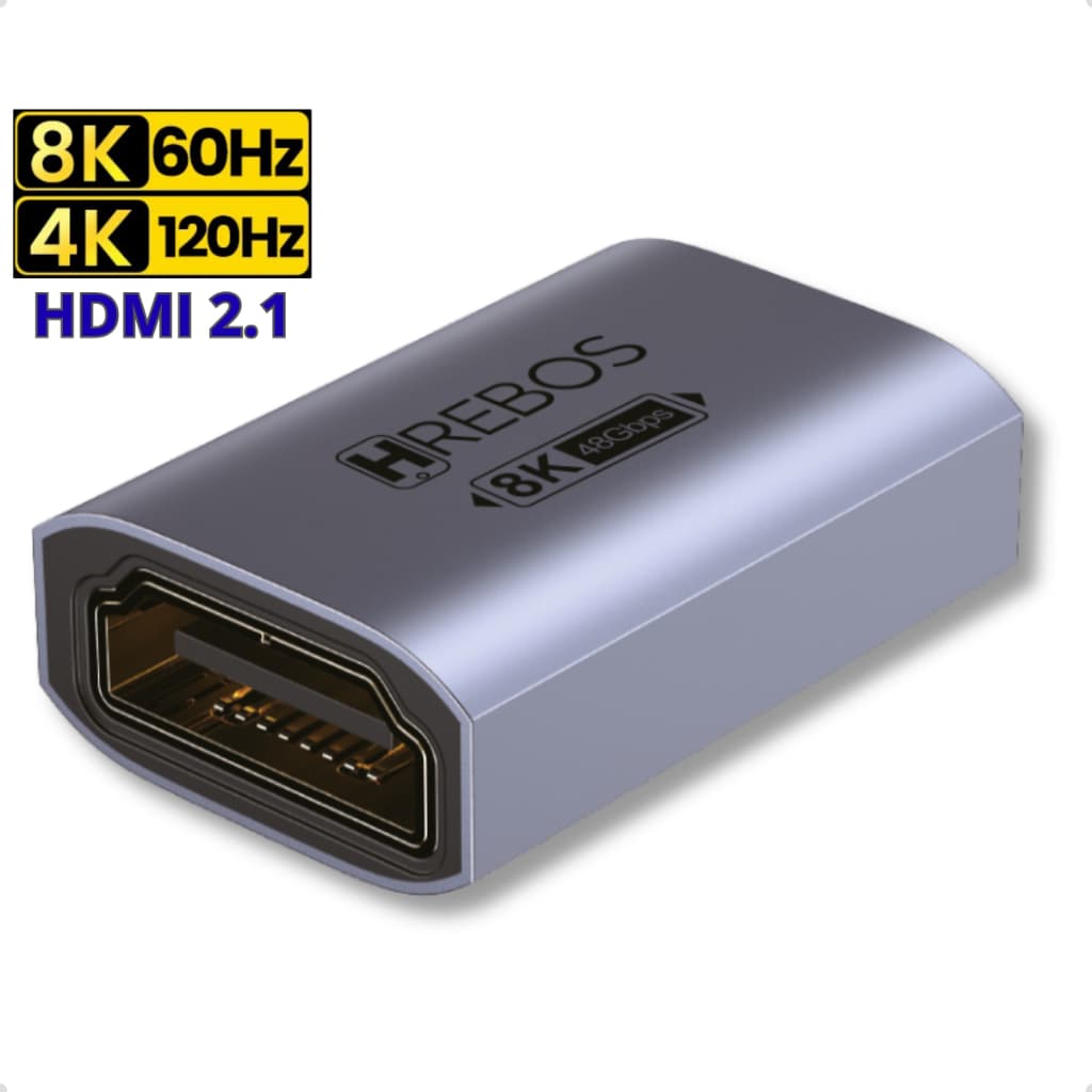 Adaptador Emenda HDMI 2.1 - UHD 8k e 4k - Extensor Fêmea x Fêmea - Plug HDMI 60HZ e 120Hz Repetidor