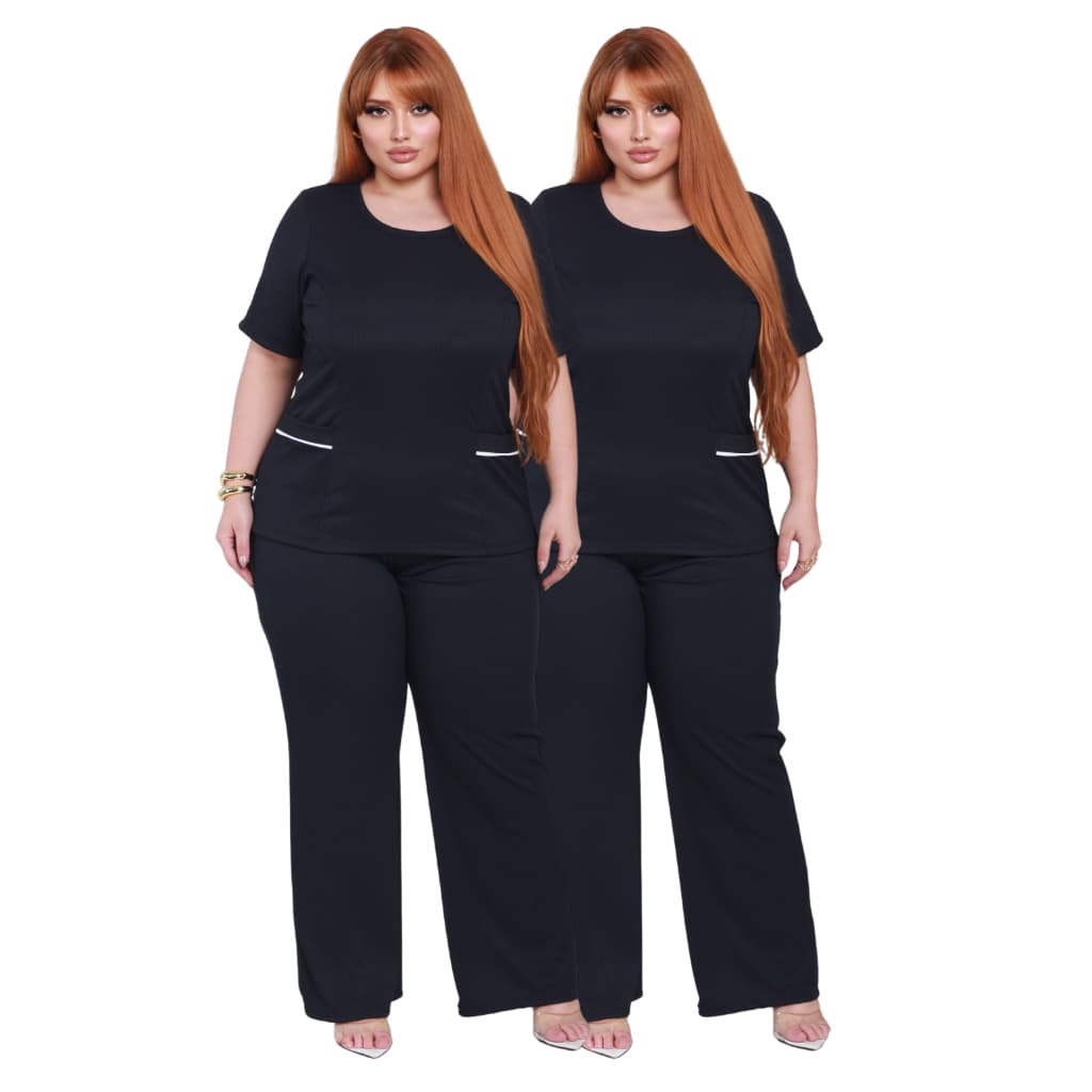 2 Conjuntos Cuidadora Plus Size Tamanhos Grandes Estica Uniforme Alta Elasticidade e Zero Transparência