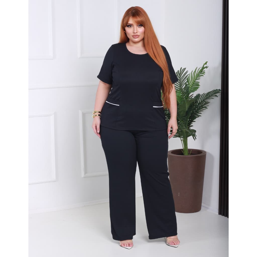 Conjunto Cuidadora Plus Size Tamanhos Grandes Estica Uniforme Alta Elasticidade e Zero Transparência