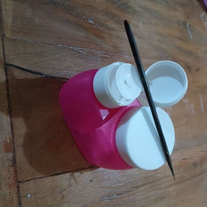 kit porta acetona com algodão e 1 palito tucum