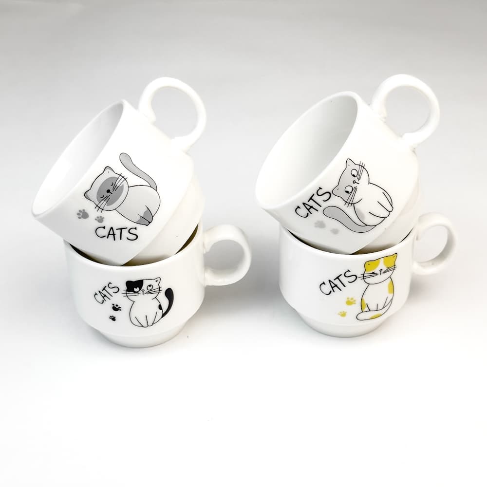 Jogo De Xícaras Café Chá Com Suporte Kit 4 Canecas 160ml