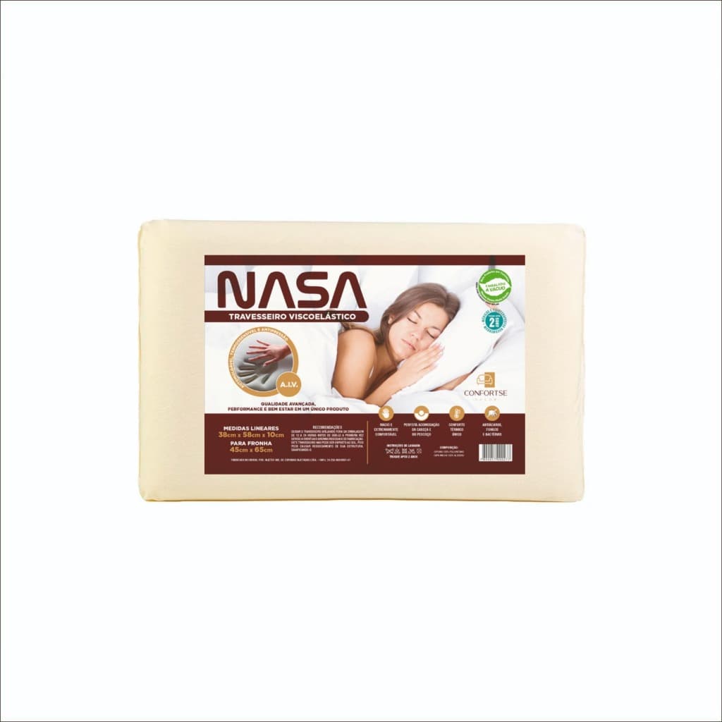 Travesseiro NASA Viscoelástico Confortse Anatômico Hipoalergênico Ortopédico