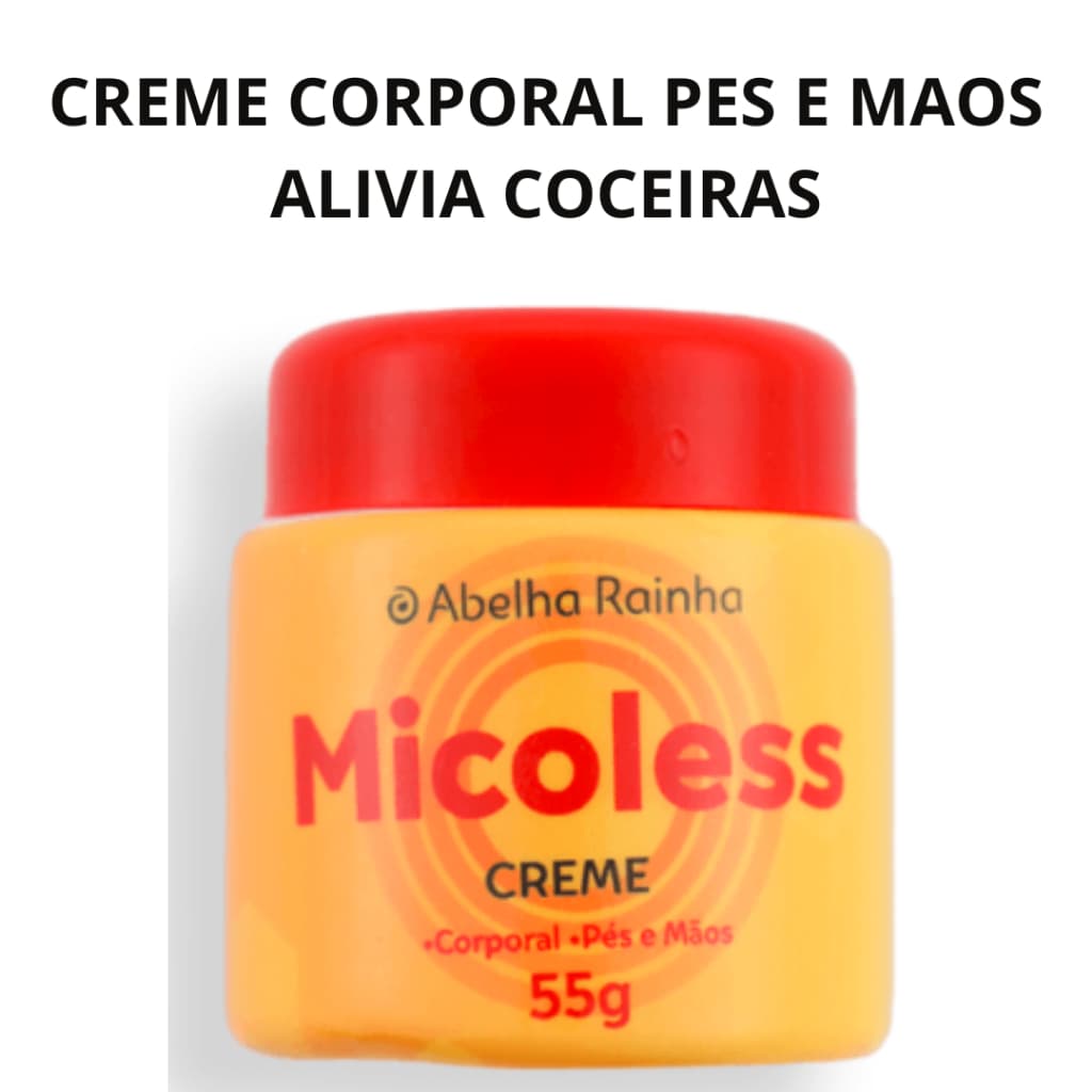 Creme corporal pes e mãos alivio de coceiras 55g micoless abelha rainha
