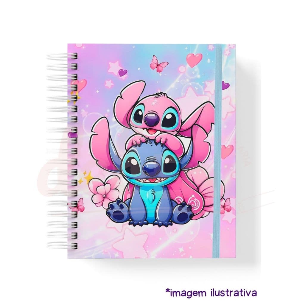 Caderno - Caderno Lilo & Stitch - Caderno Pautado 80 Folhas 15x21- Capa Dura