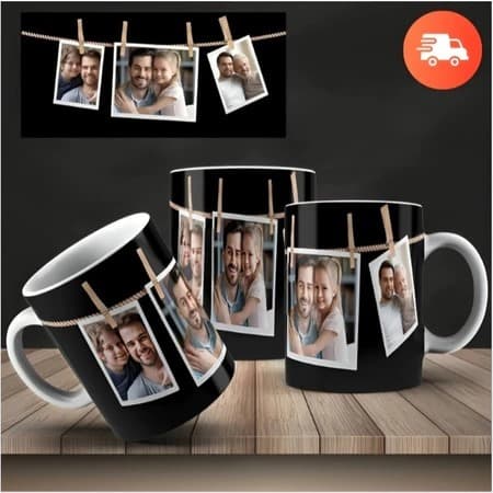 Sua_Foto_Aqui_Caneca de Porcelana Personalizada Foto 325ml - 4  FOTOS