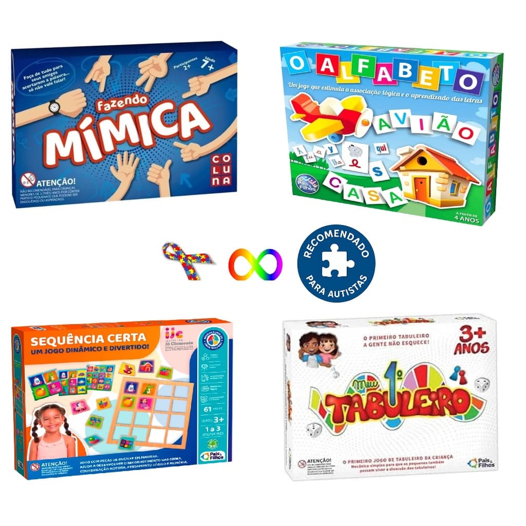 Kit 4 Jogos Educativos - Recomendado para Autistas -  Pais & Filhos