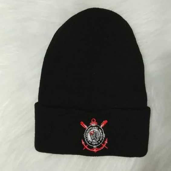 TOUCA GORRO DO CORINTHIANS EMBLEMA BORDADO LÃ -TRICO ADULTO JUVENIL