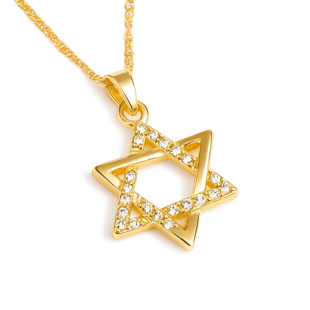 Colar Estrela De Davi Folheado A Ouro 18k
