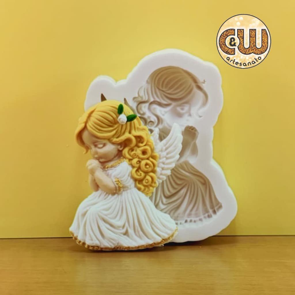 Molde Silicone Anjo Menina / Cupido - Decoração, Confeitaria e Artesanato – Biscuit - Festa