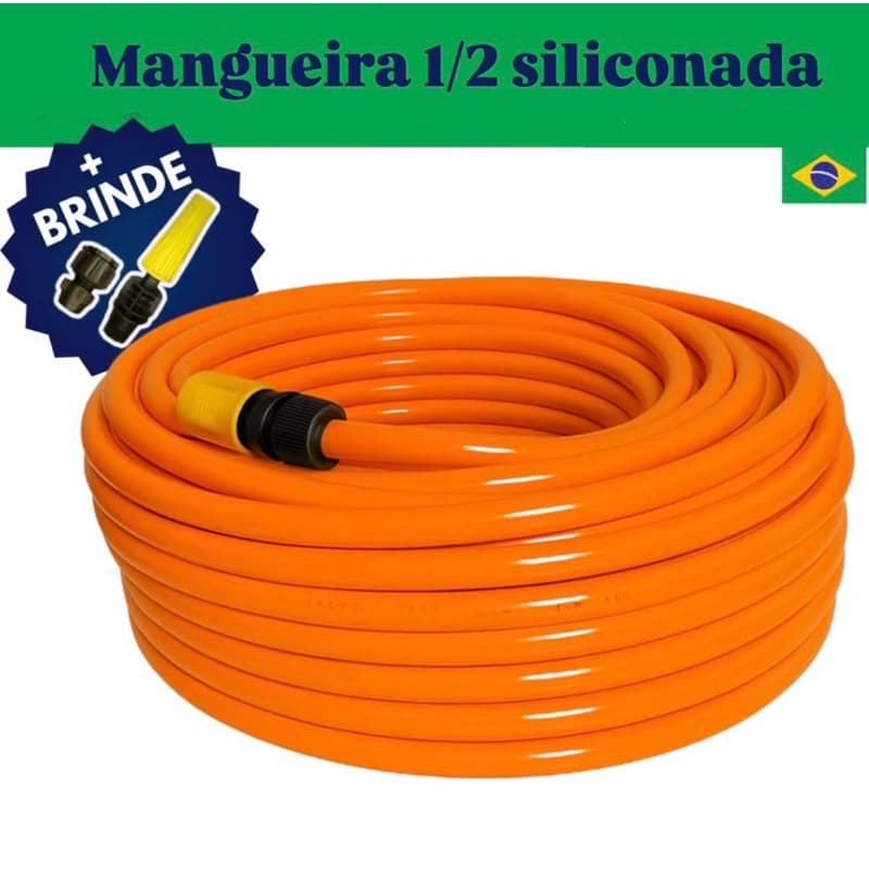 Mangueira de jardim 1/2 polegada siliconada com Esguicho de 10 a 30 metros