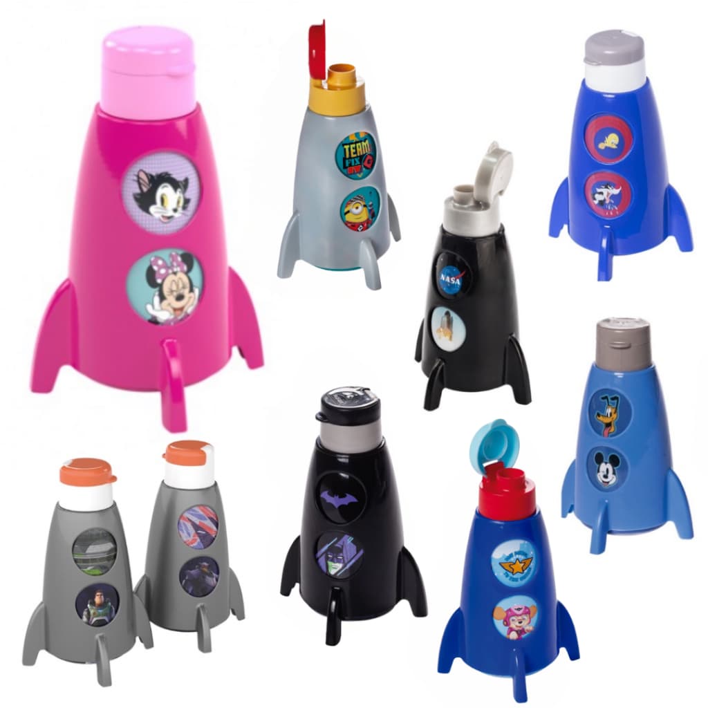 Garrafa Infantil 320ml Modelo Foguete de Plástico - Plasútil