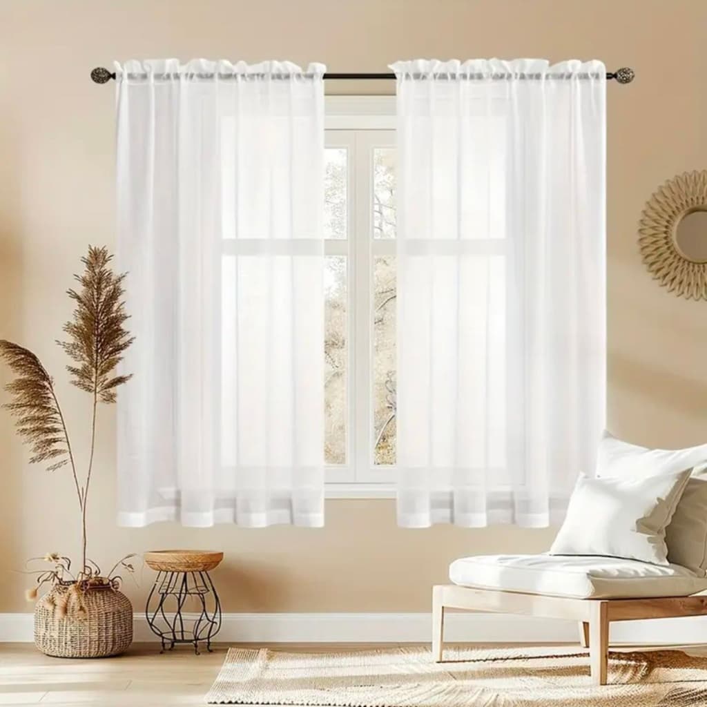 Cortina Voil Linho Flame 2,80x1,70 Decoração de Sala e Quarto Varão Passante