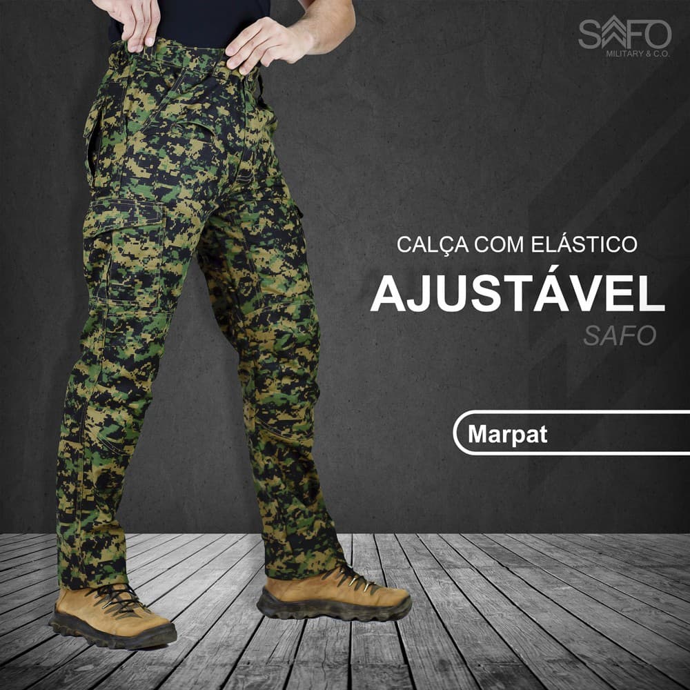 Calça Cargo Defender Safo Ripstop Digital Marpat Cerrado Com 8 Bolsos UV50+
