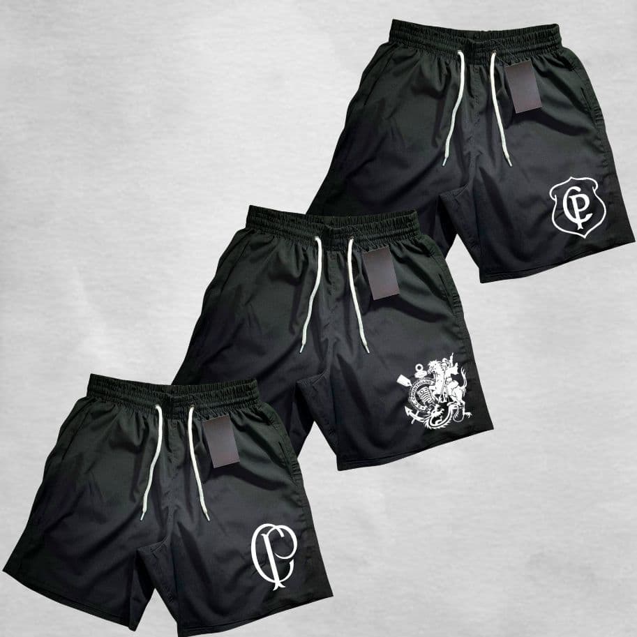 Kit 3 Shorts Bermudas Gaviõe Da Fiel  02 Tactel Ideal Para Treino Corrida Torcida Organizada Tim3 Do Povo
