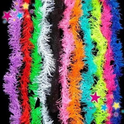 Kit 10 a 40 Marabus Plumas Festivo Colorido 1,5m Balada Neon Brilha na Luz Negra