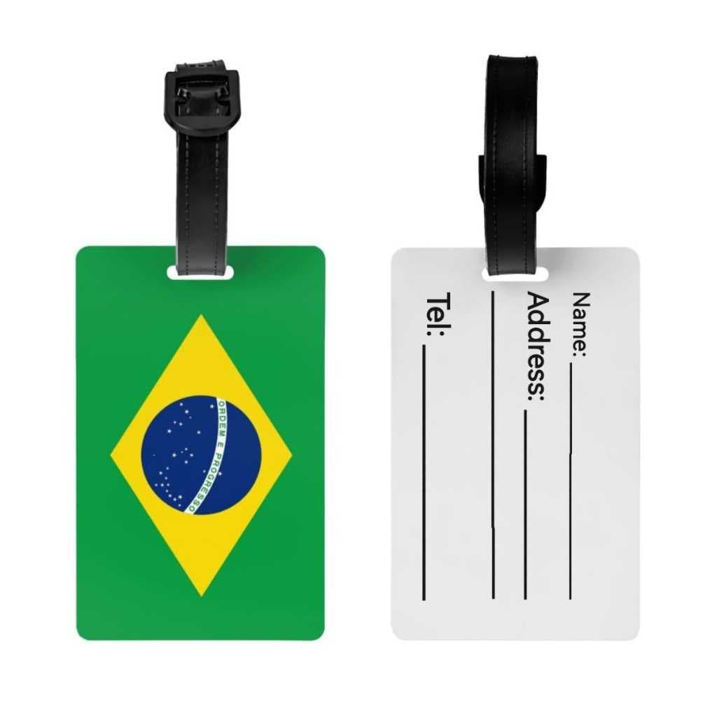 Tag para Mala de Viagem, Identificador de Bagagem, Bandeira de Brasil - TTAG-45