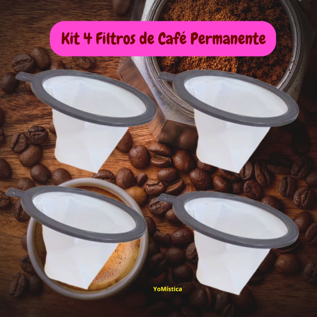 Kit 4 Filtro de Café Permanente em PoliésterReutilizável Coa o Café mais gostoso Ecológico e Lavável