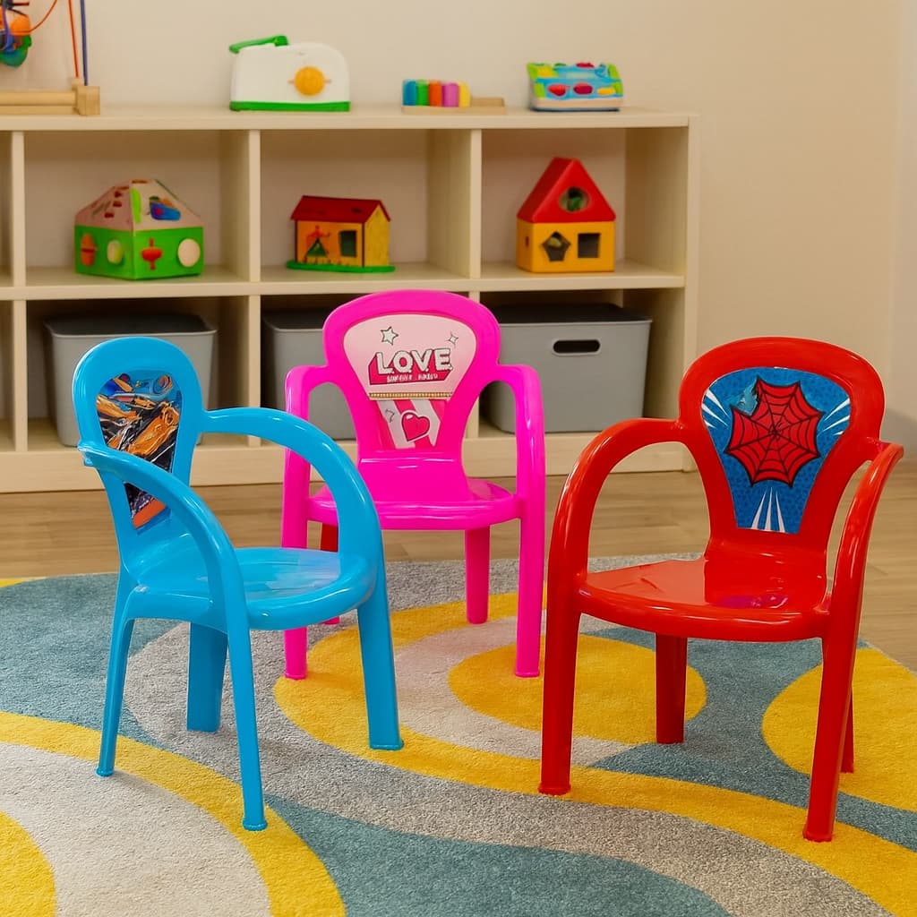 Cadeira Banco Plástica Brinquedo Infantil Colorida Escola TEMAS