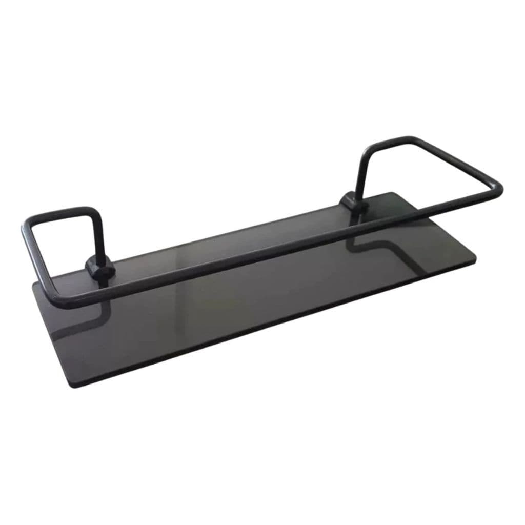 Porta Shampoo Reto Preto Fosco Com Vidro Fume 6mm Prateleira 30X10