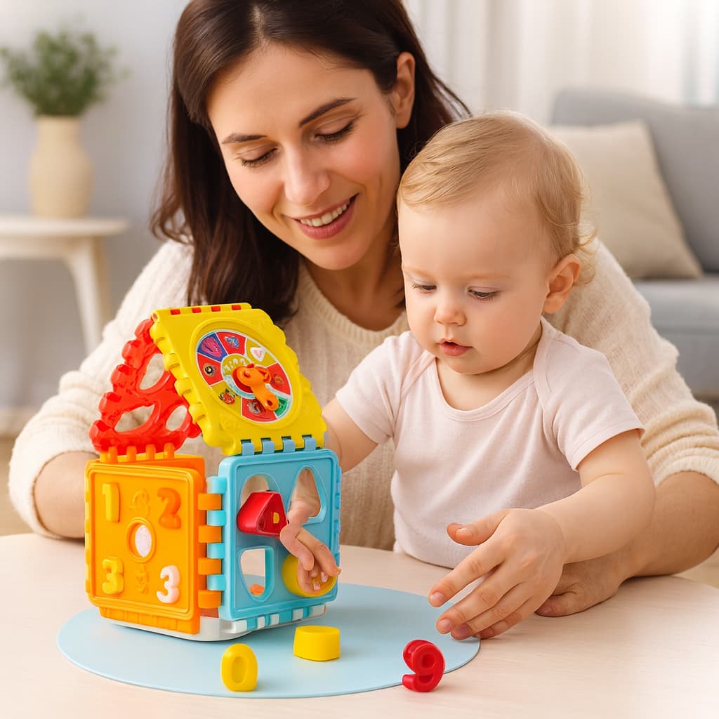 Cubo Didático Encaixe Peças Educativo Pedagógico Desmonta Colorido Bebe Criança Desenvolvimento