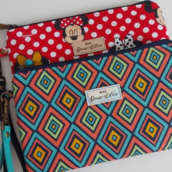 Bolsa de Mão, Carteira, Clutch,  Necessaire estampada Com Zíper, artesanal